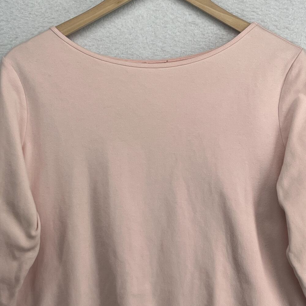 EILEEN FISHER Top XL Cotton Interlock Jersey Boat Neck 3/4 Sleeve Basic Pink - Picture 3 of 10